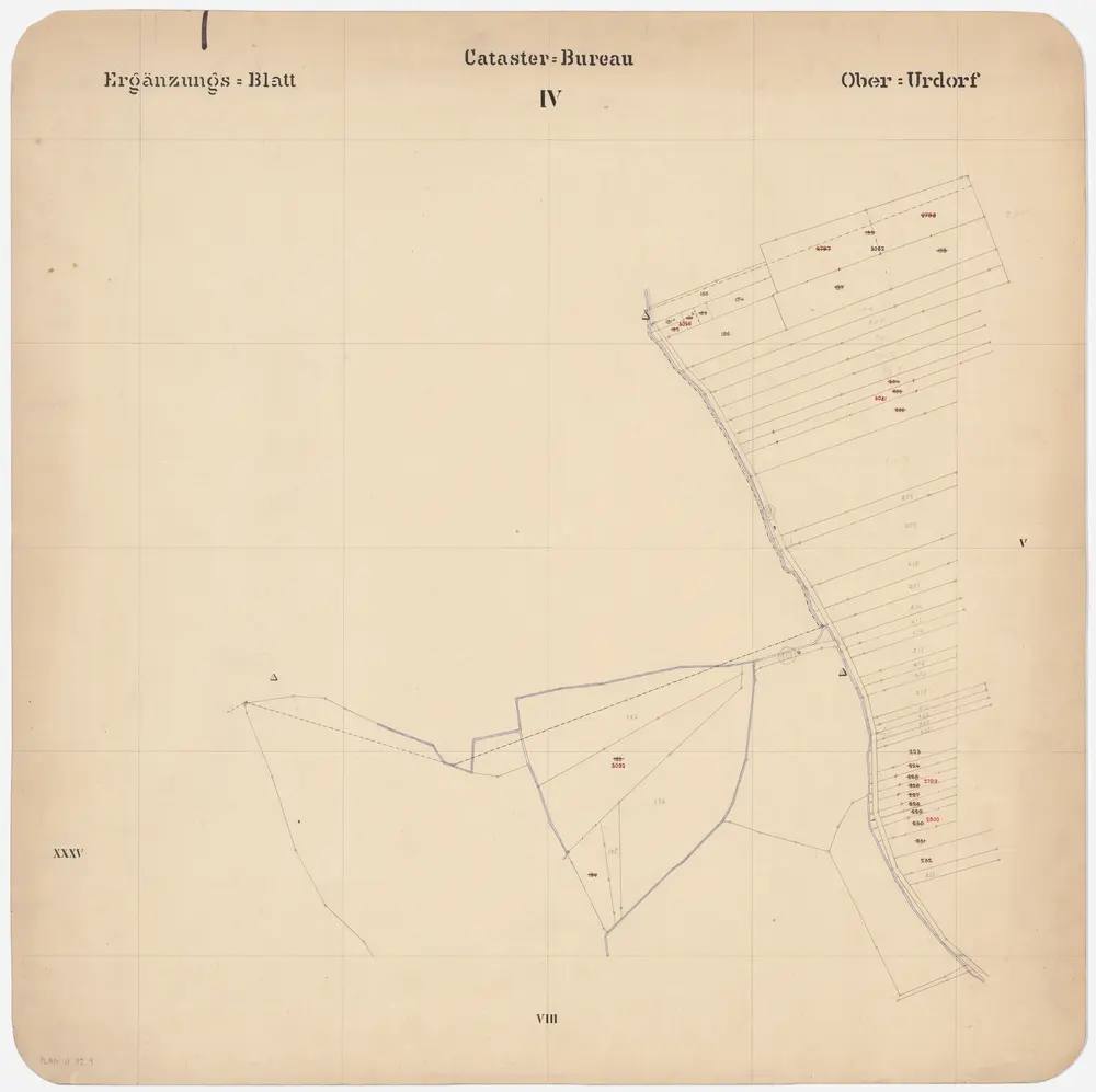 Oberurdorf: Gemeinde; Kataster-Ergänzungspläne: Ergänzungsblatt IV: Unbekannte Ortsgegend; Situationsplan
