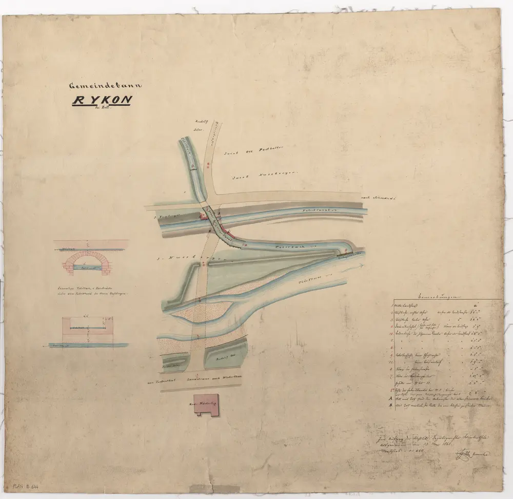 Zell: Überführung des Tobelbaches über den Fabrikkanal in Rikon; Grundriss