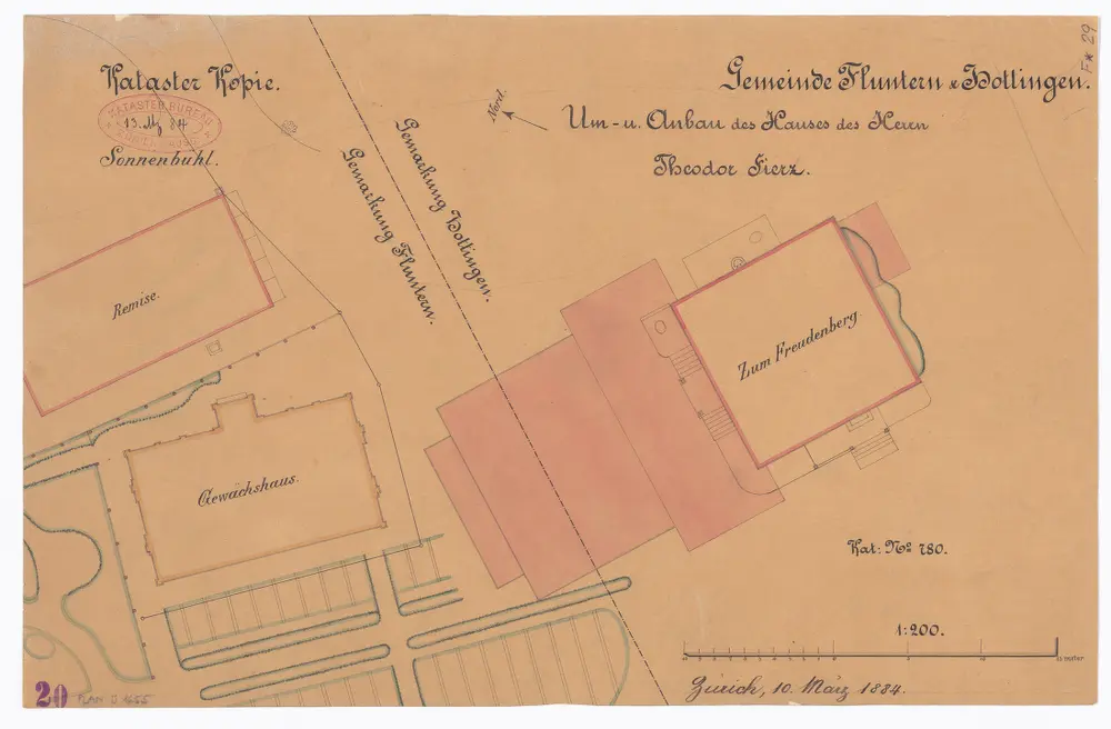 Wohnhaus Zum Freudenberg von Theodor Fierz, Zürichbergstrasse 6: Um- und Anbau; Grundriss