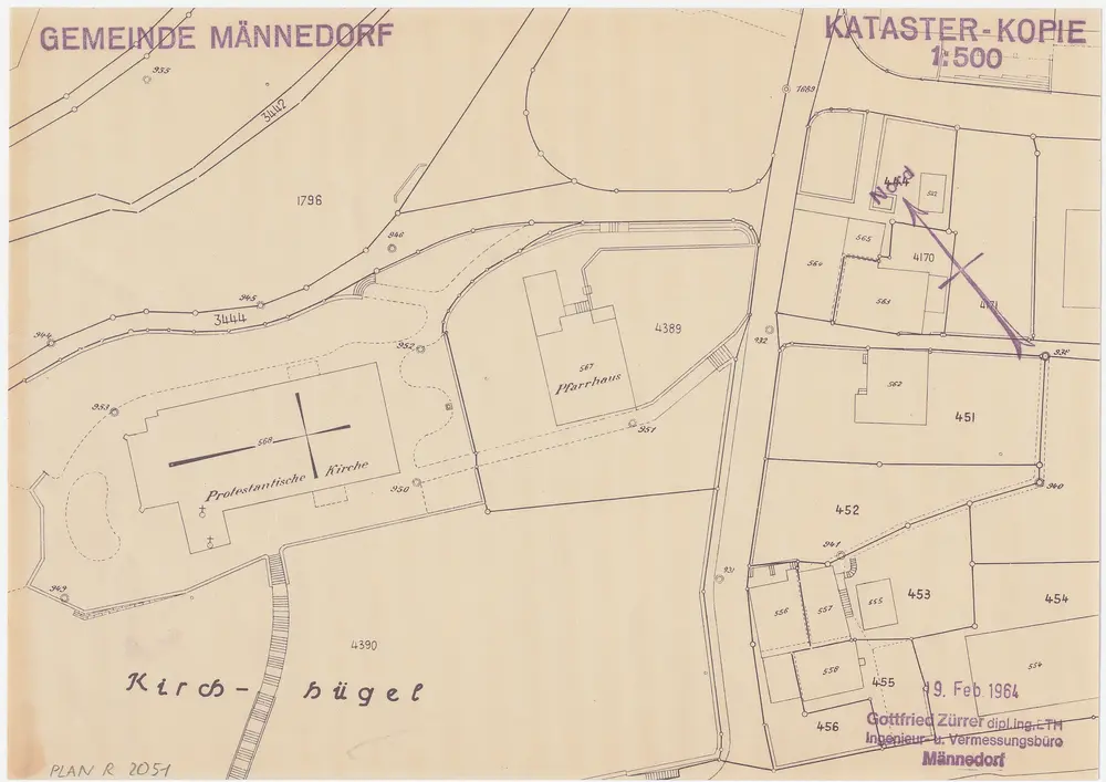 Männedorf: Kirche, Pfarrhaus und Umgebung; Grundriss