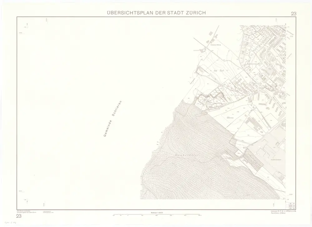 Übersichtsplan der Stadt Zürich in 57 Blättern, Blatt 23: Teil von Altstetten bei der Grenze zu Schlieren