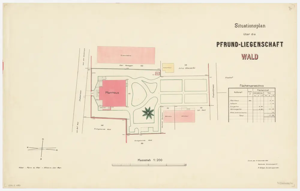 Wald: Pfrundgut mit Pfarrhaus und Umgebung; Grundriss (Nr. 2)