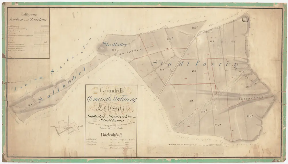 Eglisau, Hüntwangen: Gemeindewaldungen: Eglisau: Sollbüel (Sollbühel), Stadtacker, Stadtforen (Stadtforren), Roti Bücken (In roten Bücken), Kohlplatz, In Gemeindereutenen bei Tössriedern; Grundrisse