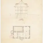 Henggart: Pfarrhaus; Querschnitt und Grundriss des Kellers (Nr. 5)