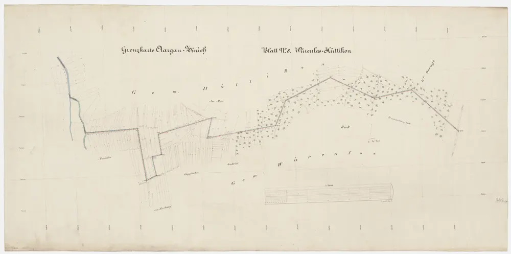 Grenze zwischen den Kantonen Zürich und Aargau von Würenlos AG bis Hüttikon; Grundriss (Blatt 8)