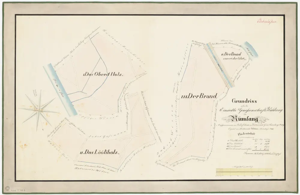 Rümlang: Gemeinde-, Genossenschafts- und Hubengenossenschaftswaldungen: Einsiedlergenossenschaftswaldungen Oberstholz, Brand, Löhli (Lööliholz); Grundrisse