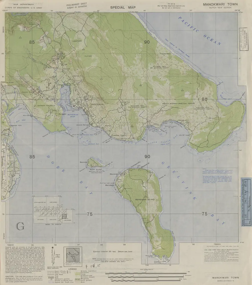 Manokwari Town / prepared under the direction of the Chief Engineer by Base Map Plant U.S. Army, June 1944