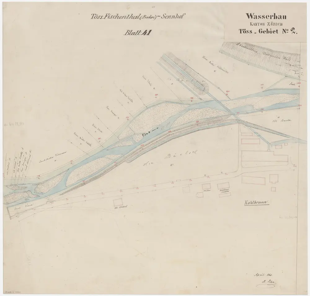 Zell: Töss von unterhalb der Einmündung des Bäntalbachs bis Kollbrunn; Situationsplan (Töss-Gebiet Nr. 2, Blatt 41)