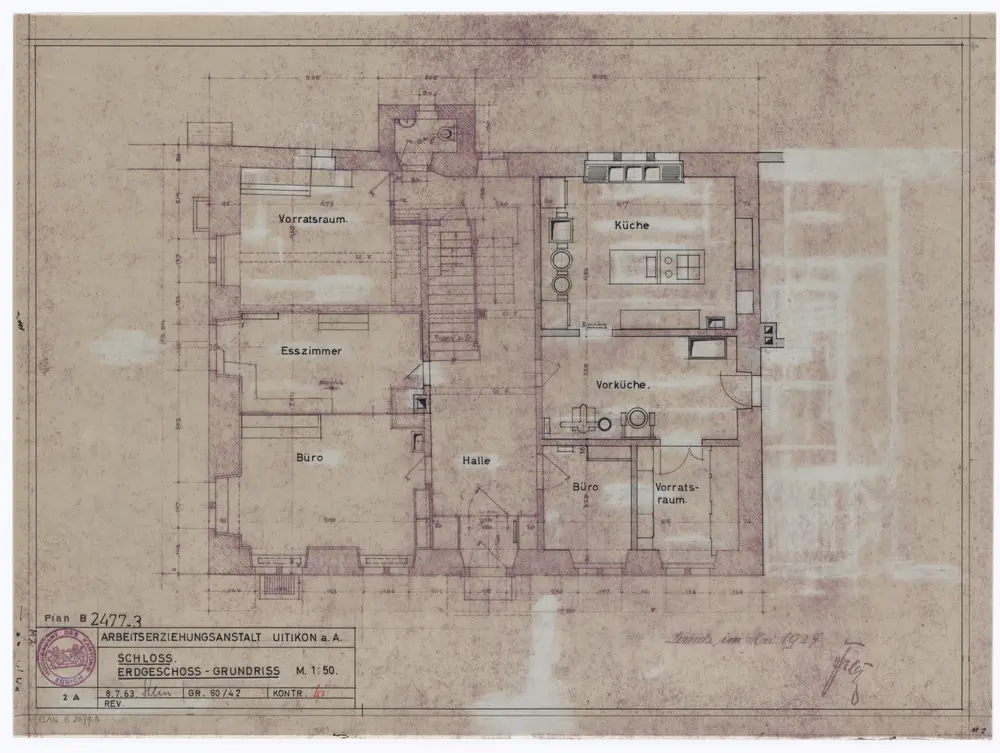 Uitikon: Arbeitserziehungsanstalt, Schloss: Erdgeschoss; Grundriss