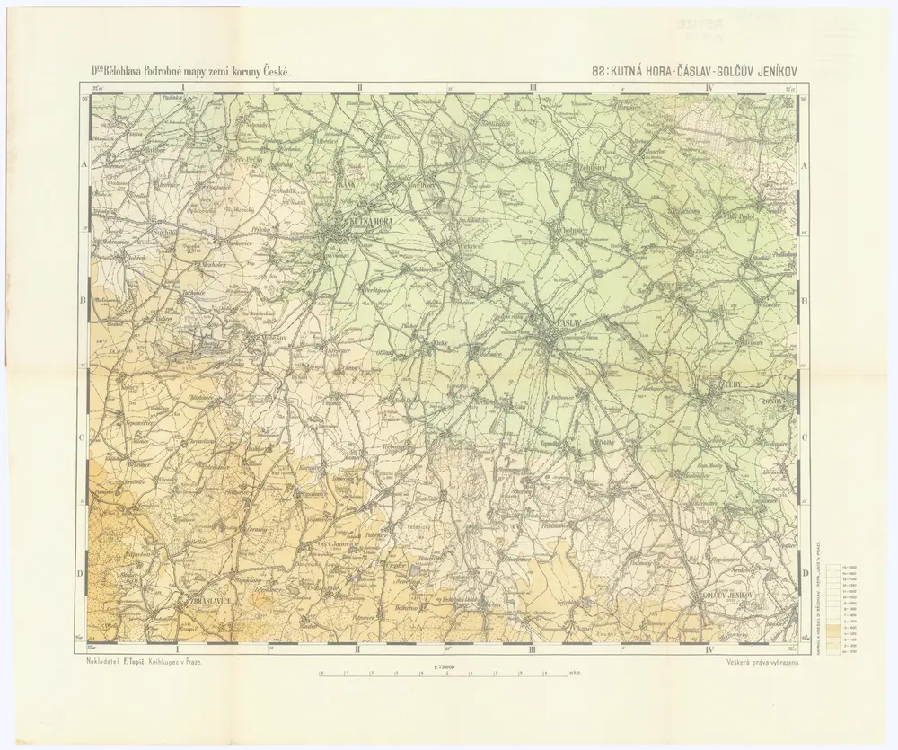 Podrobné mapy zemí Koruny české v měřítku 1:75.000 a mapa vzdáleností všech míst při silnici ležících