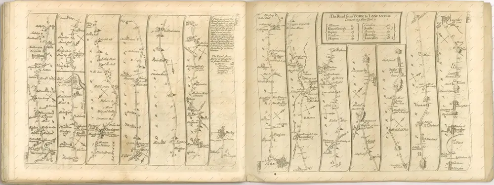 mapa z atlasu "The Roads through England delineated or, Ogilby ́s Survey, Revised, Improved, and Reduced to a Size portable for the Pocket By John Senex F, R, S. Being an Actual Survey of all the Principal Roads of England, And Wales, Distinctly laid down on one hundred "