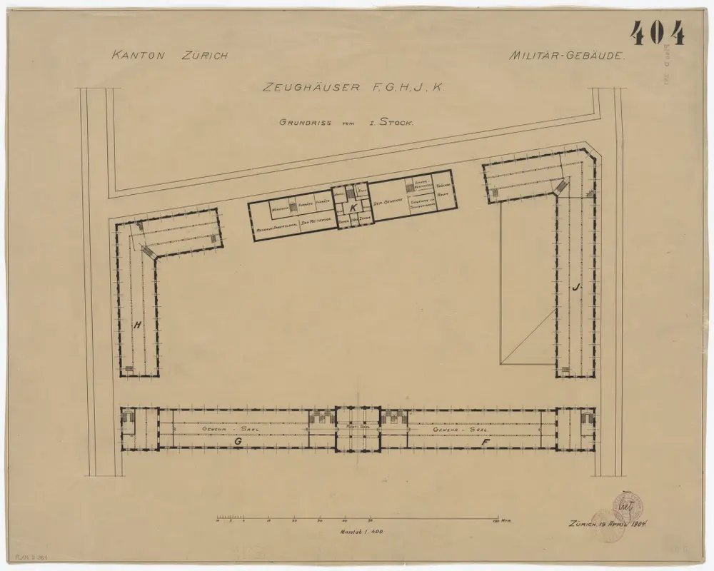 Zeughaus, Gebäude F-K: 1. Stock; Grundriss