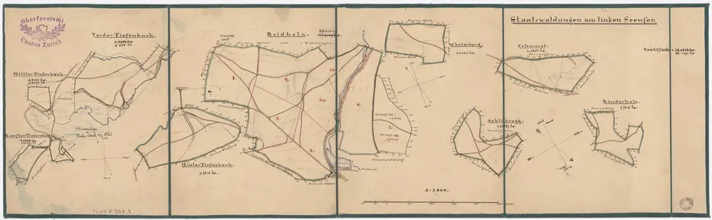 Schönenberg, Richterswil, Wädenswil: Staatswaldungen: Schönenberg, Wädenswil: Schumel, Rinderholz, Schliereggholz, Winterberg, Reidholz, Teufenbach; Grundrisse