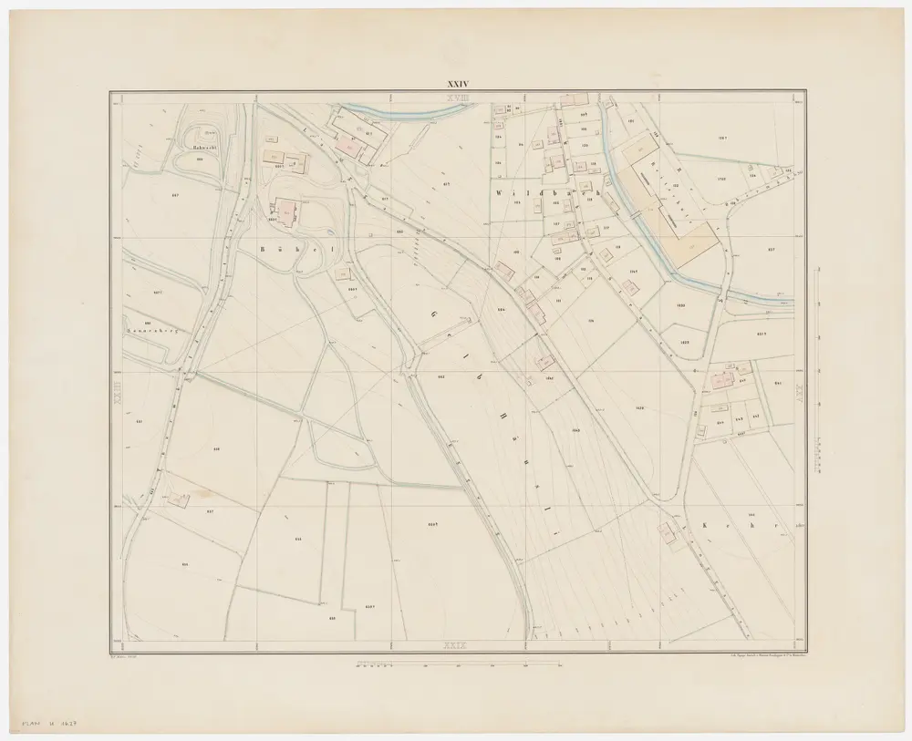 Winterthur: Gemeinde; Grundpläne: Blatt XXIV: Wildbach, Büel, Sonnenberg, Gelb Häusli und Kehracker; Situationsplan