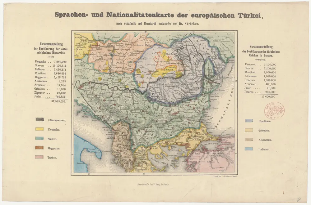 Sprachen- und Nationalitätenkarte der europäischen Türkei