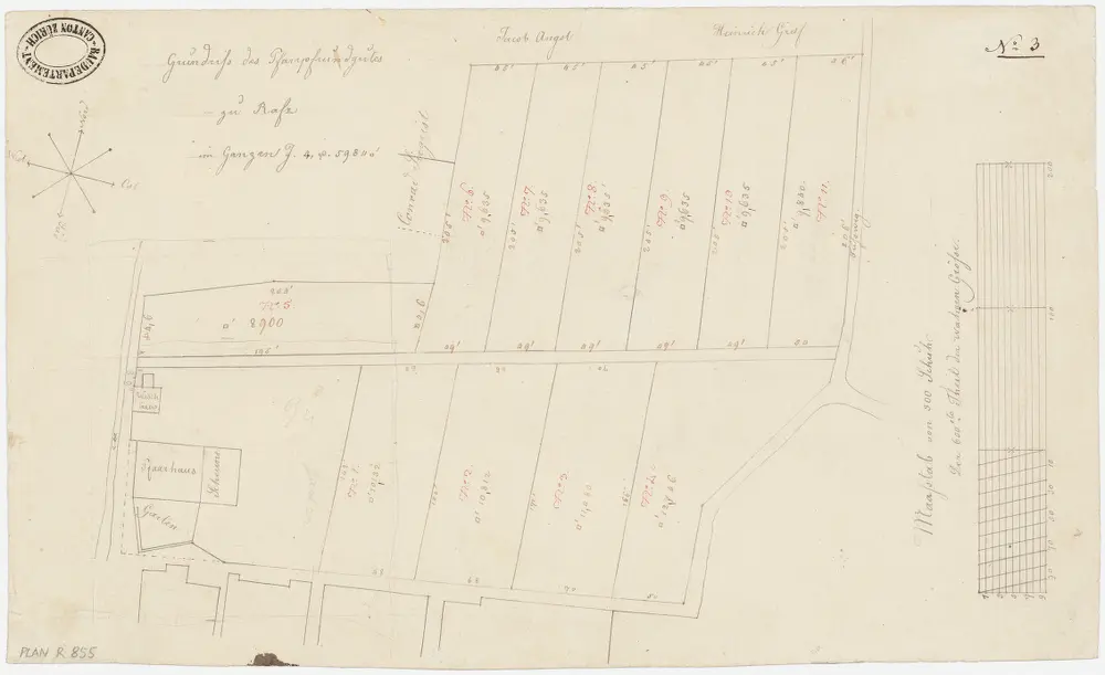 Rafz: Pfrundgut mit Pfarrhaus und Umgebung; Grundriss (Nr. 3)