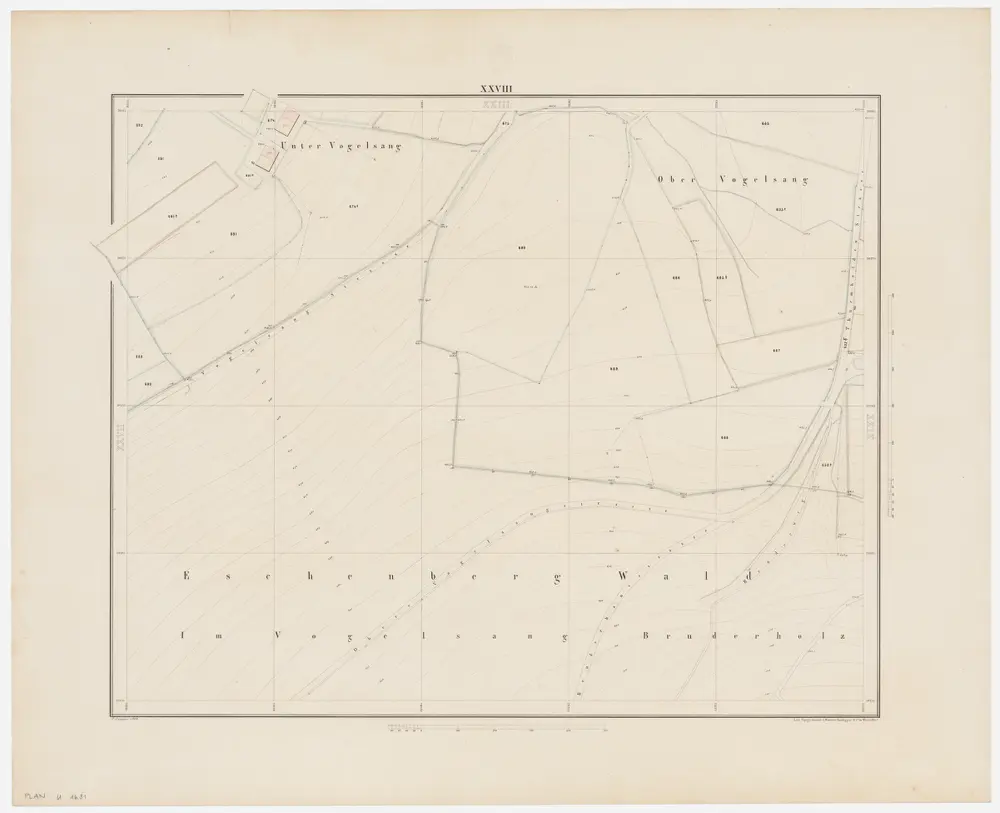 Winterthur: Gemeinde; Grundpläne: Blatt XXVIII: Unter Vogelsang, Ober Vogelsang, Esschenbergwald, Im Vogelsang und Bruderholz; Situationsplan