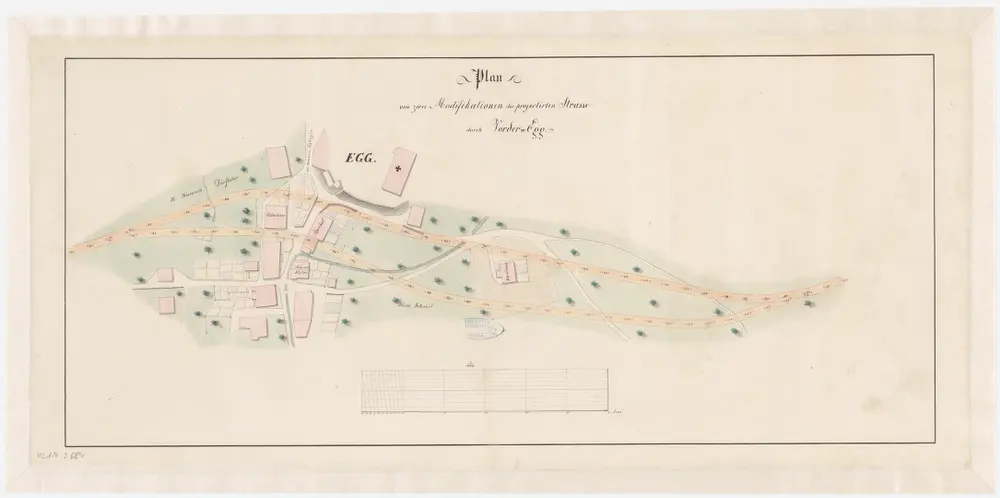Egg: Modifikation der projektierten Strasse durch das Dorf; Situationsplan