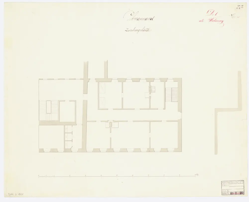 Obmannamt, Zwischengebäude: Wohnung; Grundriss