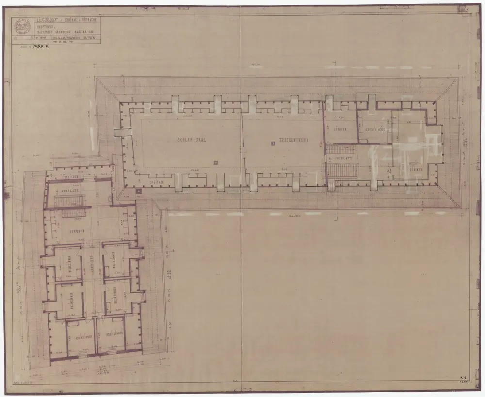 Küsnacht: Seminar, Haupthaus: Dachgeschoss; Grundriss