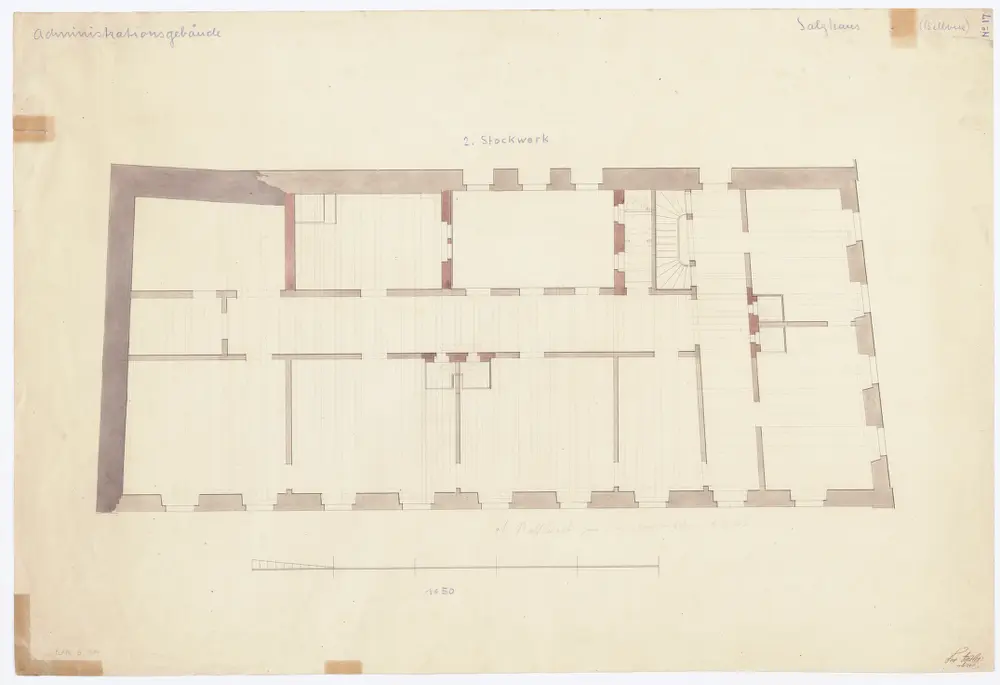 Salzhaus am Bellevue: Administration, 2. Stock; Grundriss