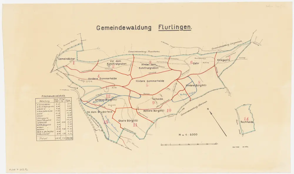 Flurlingen: Gemeindewaldung: Cholfirst (Kohlfirst), Buechhalden (Buchhalde); Grundrisse