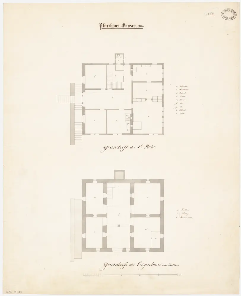 Hausen am Albis: Pfarrhaus, Erdgeschoss und 1. Stock; Grundrisse (Nr. 4)