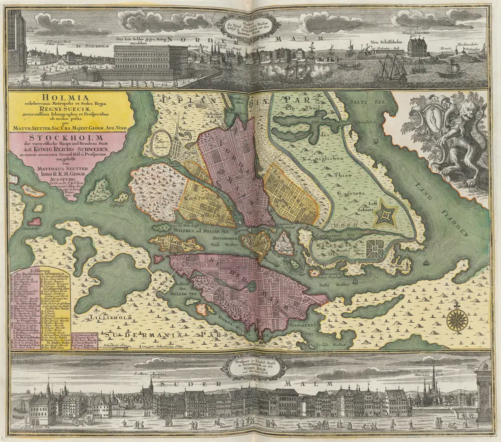 Holmia celeberrima Metropolis et Sedes Regia Regni Sueciae [...] [=] Stockholm die vortreffliche Haupt und Residenz Statt deß König Reichs Schweden [...] [Karte], in: [Atlas factice], S. 499.