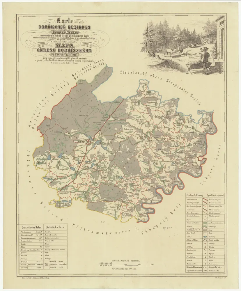 Karte des Dobřischer Bezirkes im Prager Kreise