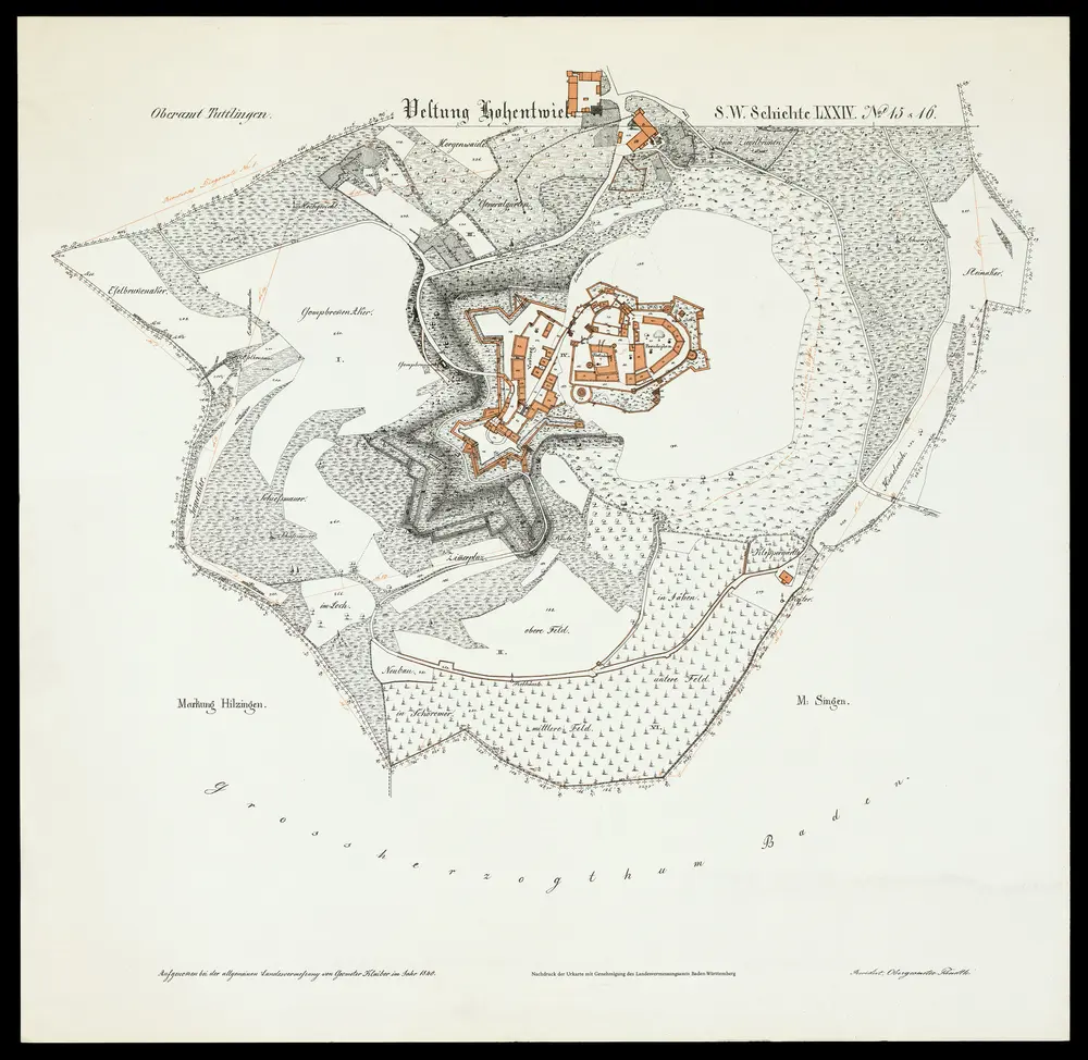 HStAS N 100_Nr. 440_ : "Vestung Hohentwiel - S.W. Schichte LXXIV Nr. 15 & 16 " (Faksimile)