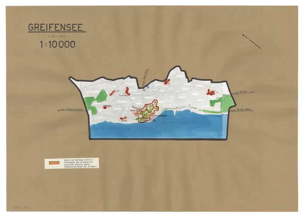 Greifensee: Definition der Siedlungen für die eidgenössische Volkszählung am 01.12.1950; Siedlungskarte