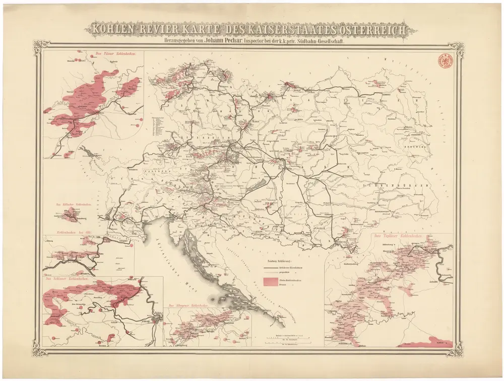 Kohlen-Revier Karte des Kaiserstaates Österreich