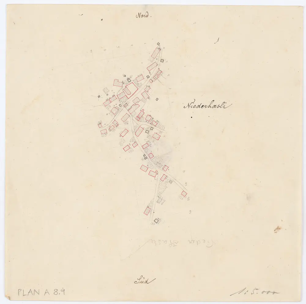 Vorlagen für die Topographische Karte des Kantons Zürich (Wild-Karte): Bezirk Dielsdorf: Ortsplan: Niederhasli