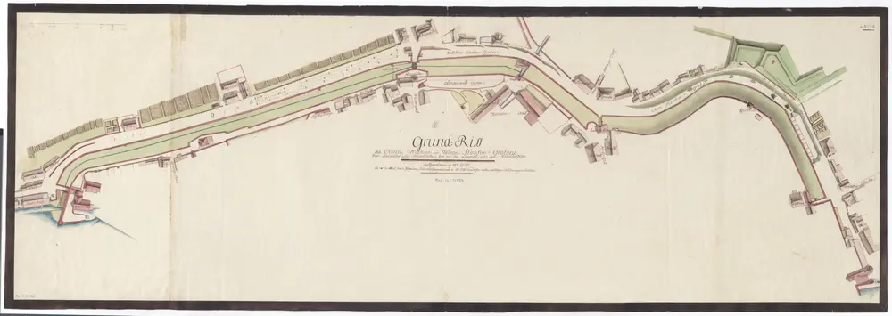 Grundriss des oberen, mittleren und unteren Hirschengrabens vom Salzmagazin in Stadelhofen bis zum Niederdorftor an der Limmat