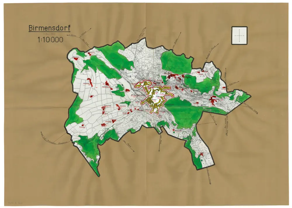 Birmensdorf: Definition der Siedlungen für die eidgenössische Volkszählung am 01.12.1950; Siedlungskarte