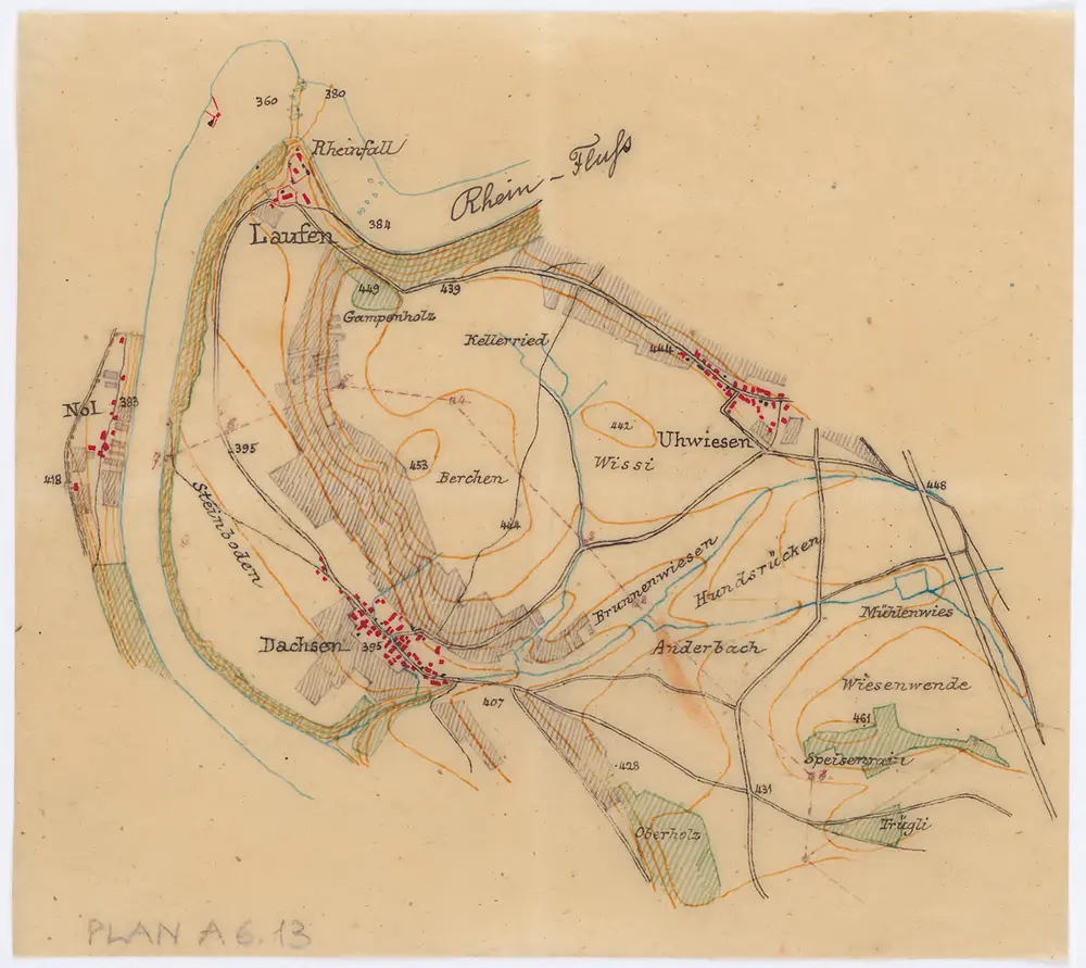 Vorlagen für die Topographische Karte des Kantons Zürich (Wild-Karte): Bezirk Andelfingen: Kartenbild-Pause: Dachsen