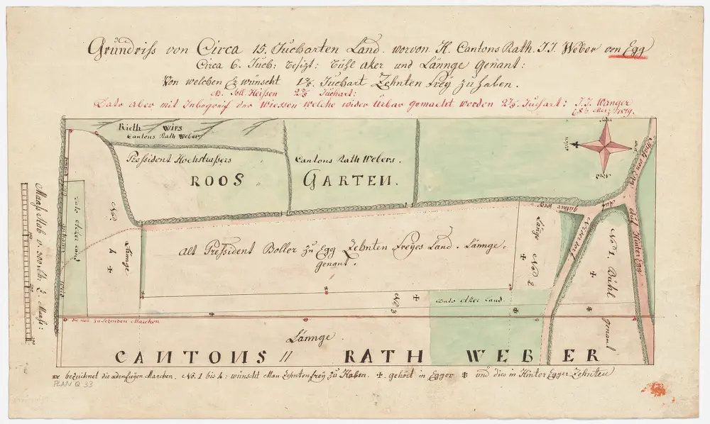 Egg: Herrn Kantonsrat J. J. Weber gehörendes Land bei Tühlacker und Längi, wovon er einen Teil als zehntenfrei zu haben wünscht; Grundriss