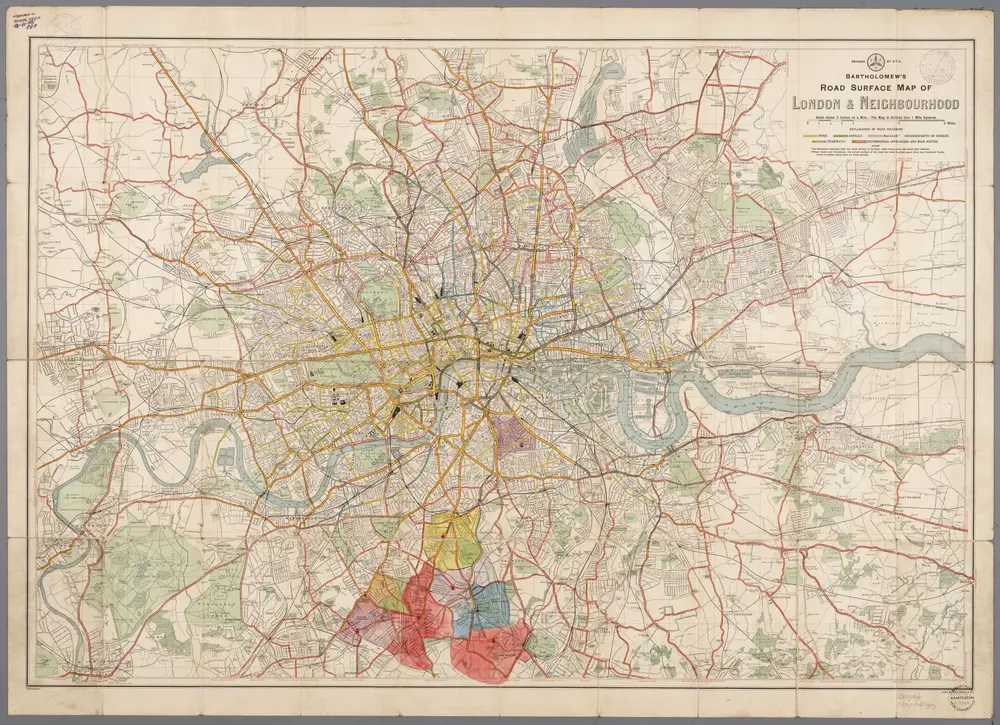 [Kaart], uit: Bartholomew's road surface map of London & neighbourhood