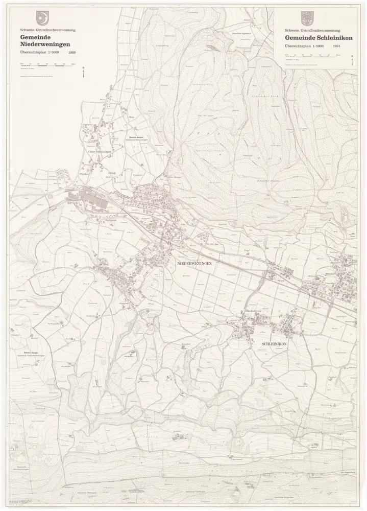 Niederweningen, Schleinikon: Gemeinden; Übersichtsplan (Schweizerische Grundbuchvermessung)