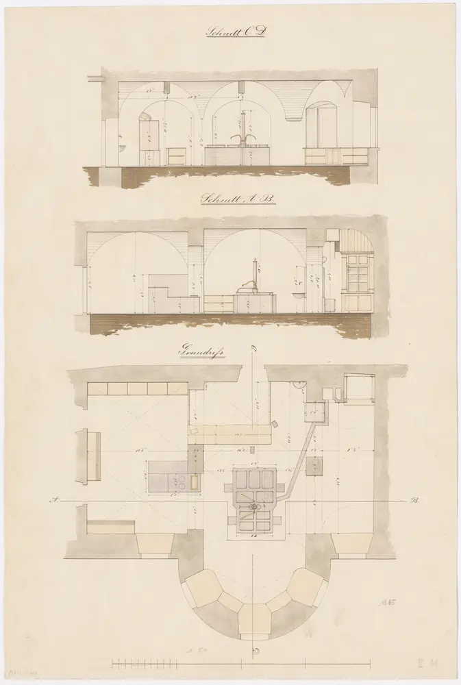 Kloster Rheinau: Küche; Grundriss und Schnitte