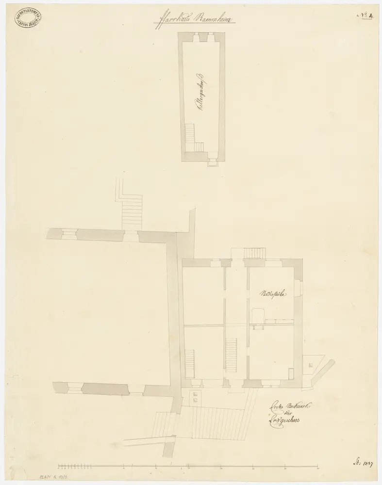 Unterstammheim: Pfarrhaus Stammheim, Keller und Erdgeschoss; Grundrisse (Nr. 4)