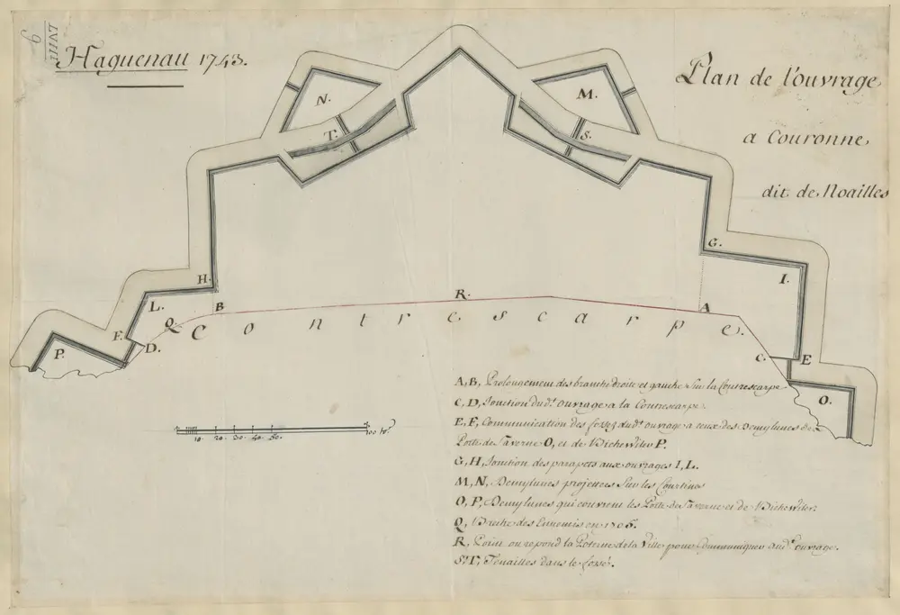 Plan de l'ouvrage a couronne dit de Noailles