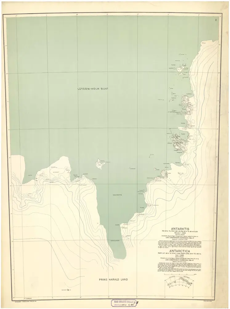 Spesielle kart 84b: Kart over "Antarktis" - Prins Harald land