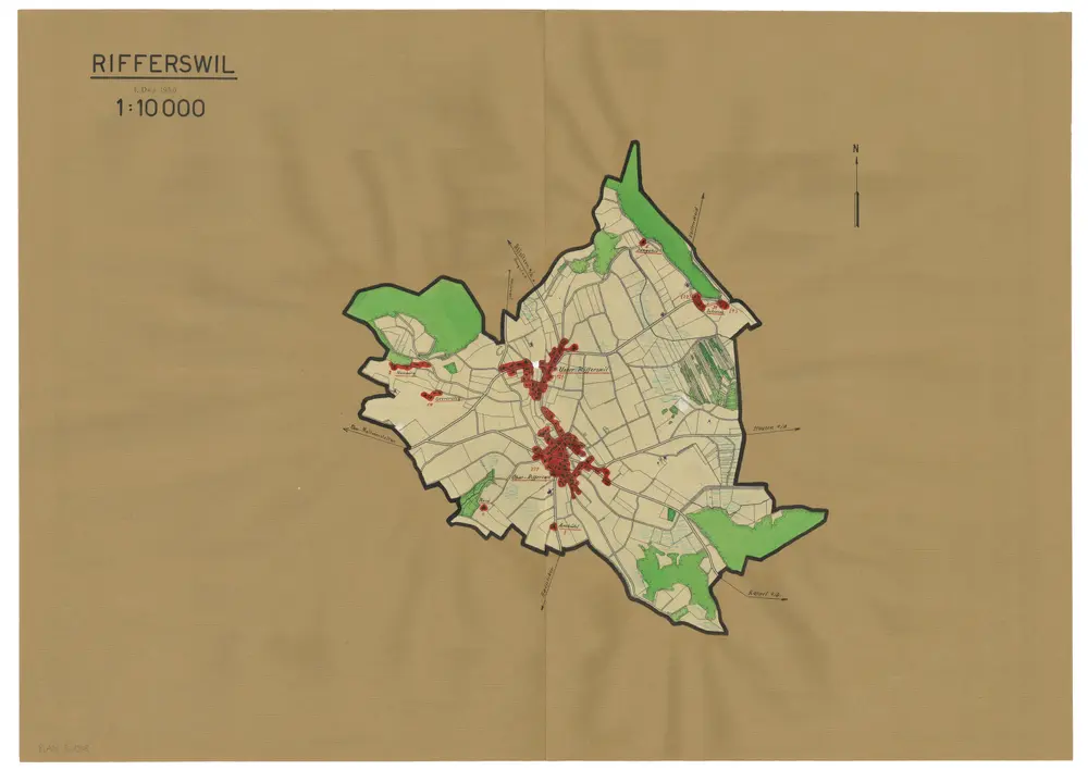 Rifferswil: Definition der Siedlungen für die eidgenössische Volkszählung am 01.12.1950; Siedlungskarte