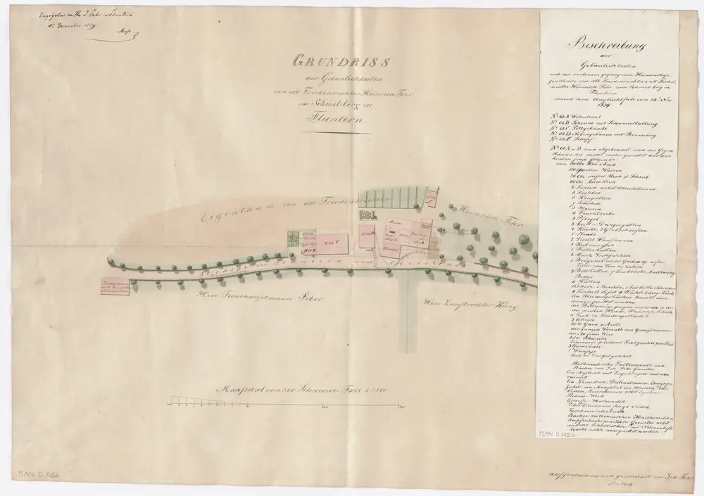 Schmelzberg (Fluntern), Gebäude von alt Friedensrichter Heinrich Fehr: Grundriss