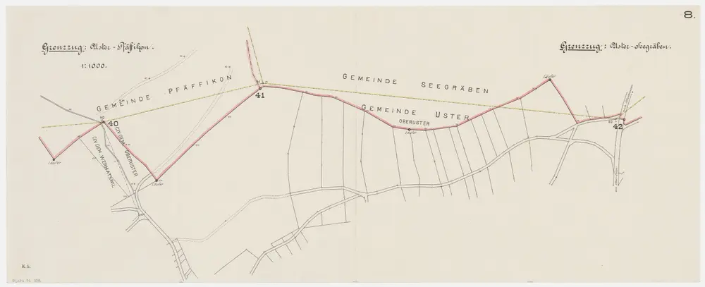 Grenze zwischen Uster und Seegräben; Grundriss (Nr. 8, Punkte 40-42)