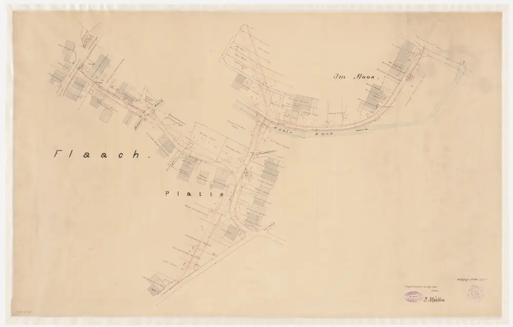 Flaach: Strassenkorrektion im Dorf bei der Platte und im Moos; Situationsplan