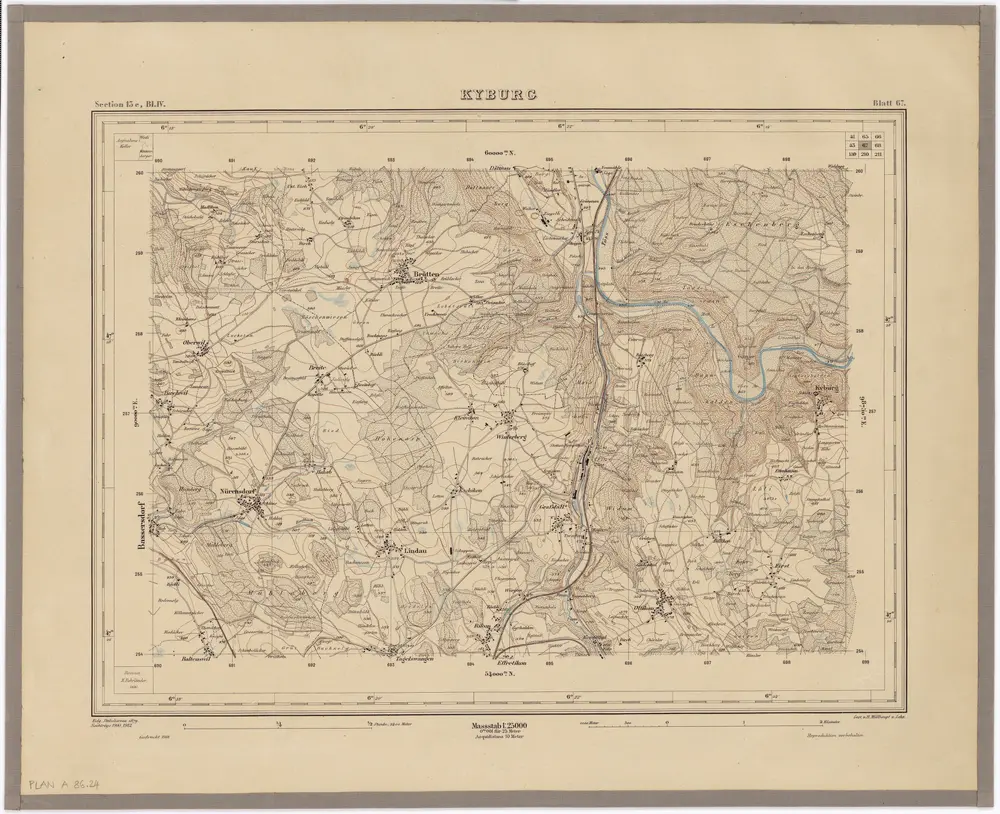 Topographischer Atlas der Schweiz (Siegfried-Karte): Den Kanton Zürich betreffende Blätter: Blatt 67: Kyburg