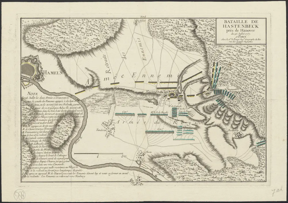 Bataille de Hastenbeck près de Hanover du 26. Juillet 1757