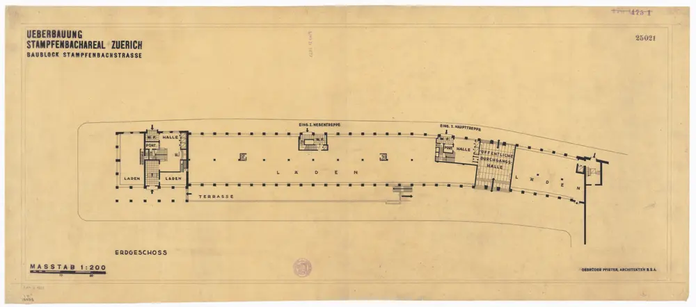 Walchetor, Stampfenbachareal: Erdgeschoss; Grundriss